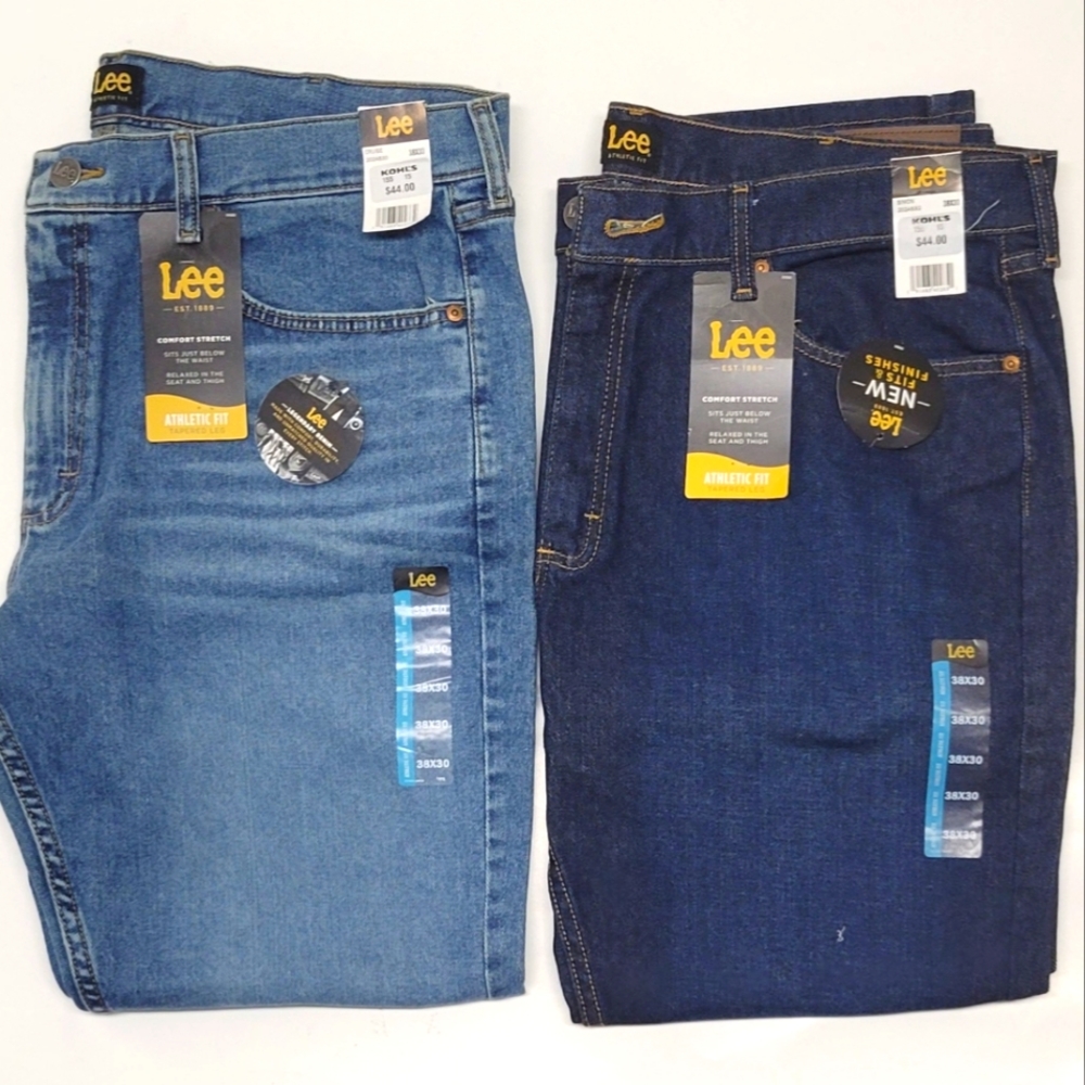 Size 38 x 30 Lee Jeans Athletic Fit Mens Jeans 2 Pairs
